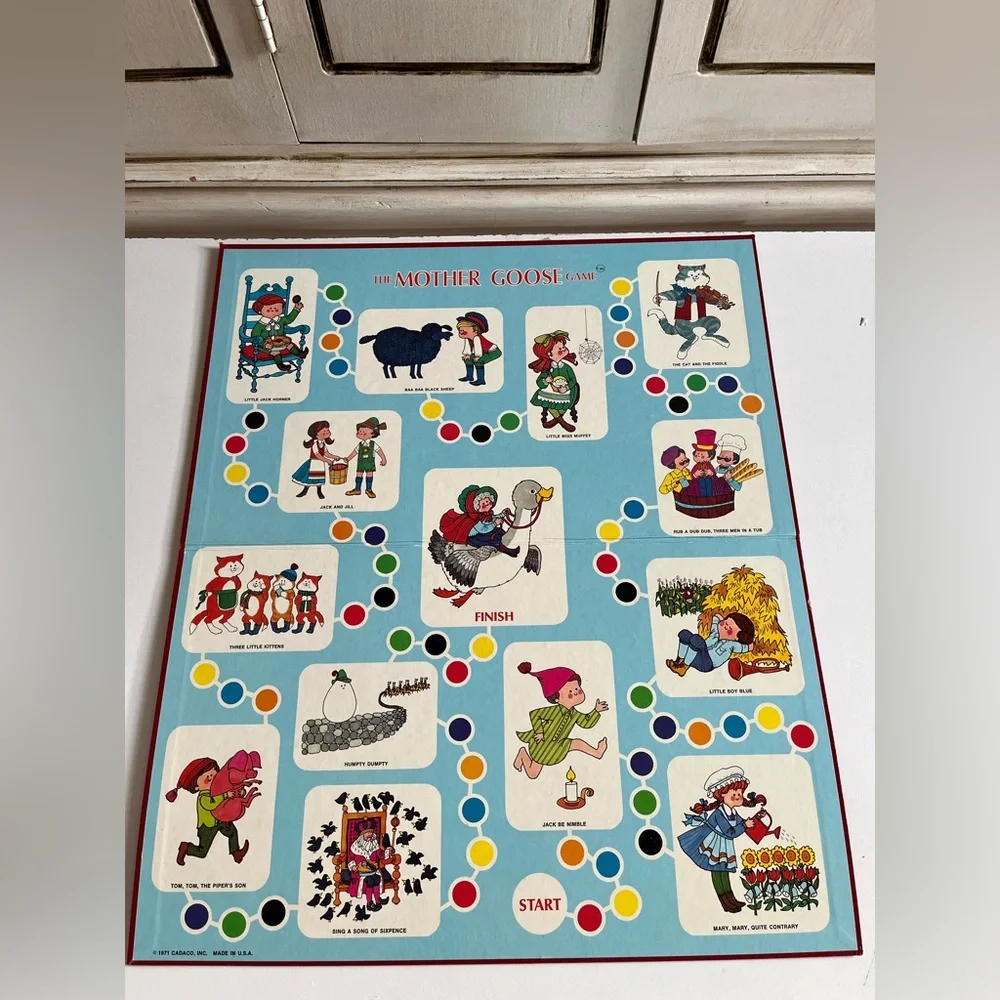 Vintage 1971 The Mother Goose Game Board Game Cadaco Storybook Game Nursery Art